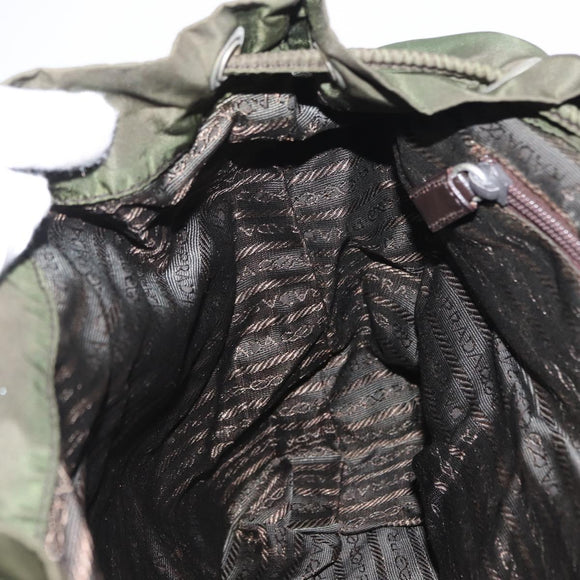 PRADA Backpack Nylon Khaki Silver Auth am9947