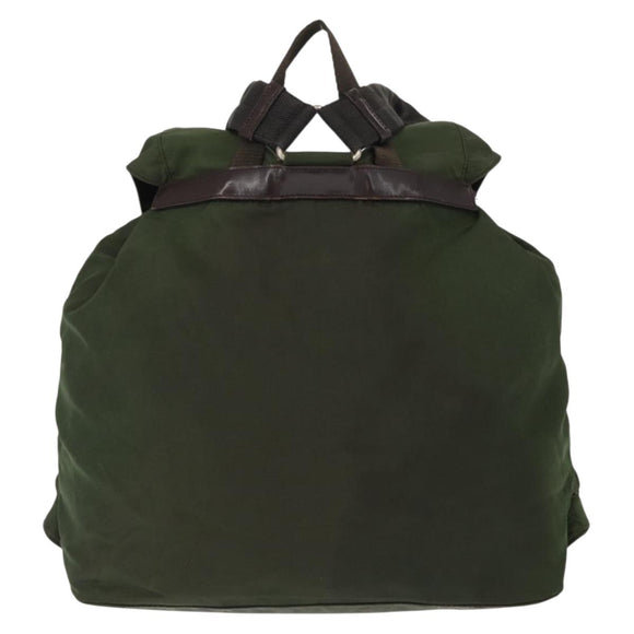PRADA Backpack Nylon Khaki Silver Auth am9947