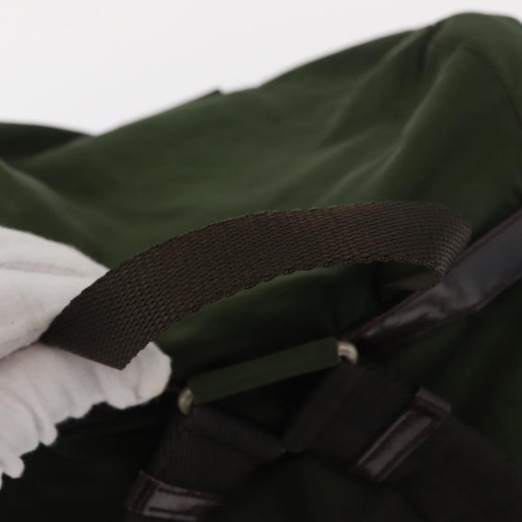 PRADA Backpack Nylon Khaki Silver Auth am9947