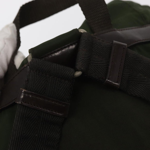 PRADA Backpack Nylon Khaki Silver Auth am9947