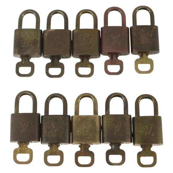 LOUIS VUITTON Padlock 10 Set Padlock metal Gold LV Auth am9951