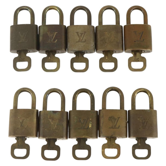 LOUIS VUITTON Padlock 10 Set Padlock metal Gold LV Auth am9953