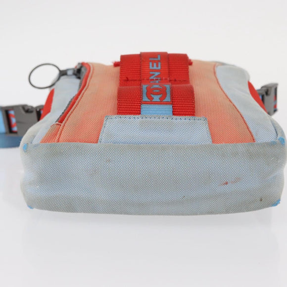 CHANEL Sports Line Shoulder Bag Nylon Red Blue CC Auth am9958