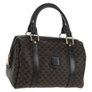 CELINE Macadam Canvas Mini Boston Bag PVC Black Gold Auth am9965V-1