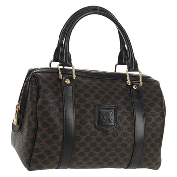 CELINE Macadam Canvas Mini Boston Bag PVC Black Gold Auth am9965V