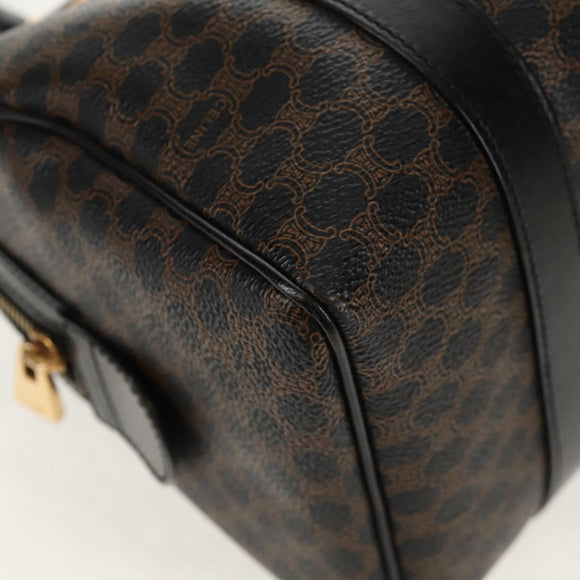 CELINE Macadam Canvas Mini Boston Bag PVC Black Gold Auth am9965V