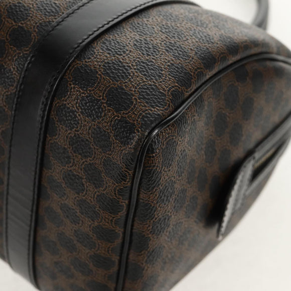 CELINE Macadam Canvas Mini Boston Bag PVC Black Gold Auth am9965V