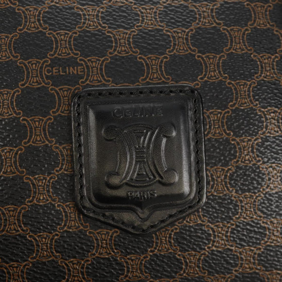 CELINE Macadam Canvas Mini Boston Bag PVC Black Gold Auth am9965V