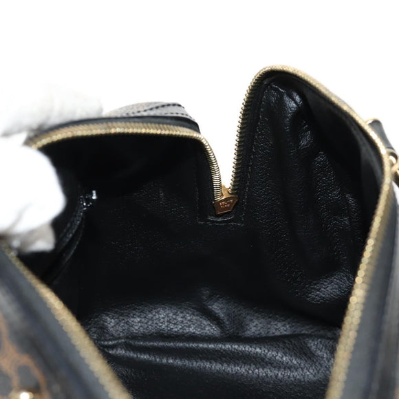 CELINE Macadam Canvas Mini Boston Bag PVC Black Gold Auth am9965V