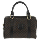 CELINE Macadam Canvas Mini Boston Bag PVC Black Gold Auth am9965V-13