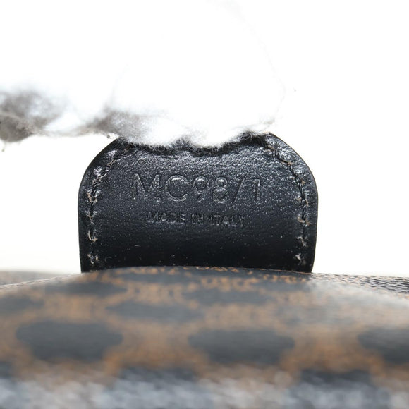 CELINE Macadam Canvas Mini Boston Bag PVC Black Gold Auth am9965V