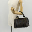 CELINE Macadam Canvas Mini Boston Bag PVC Black Gold Auth am9965V-23