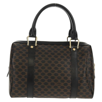 CELINE Macadam Canvas Mini Boston Bag PVC Black Gold Auth am9965V - 0