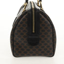 CELINE Macadam Canvas Mini Boston Bag PVC Black Gold Auth am9965V-3