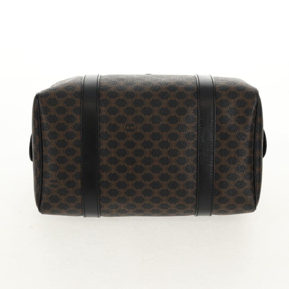 CELINE Macadam Canvas Mini Boston Bag PVC Black Gold Auth am9965V