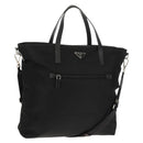 PRADA Tote Bag Nylon 2way Black Silver Auth am9967-1