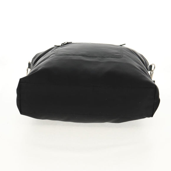 PRADA Tote Bag Nylon 2way Black Silver Auth am9967