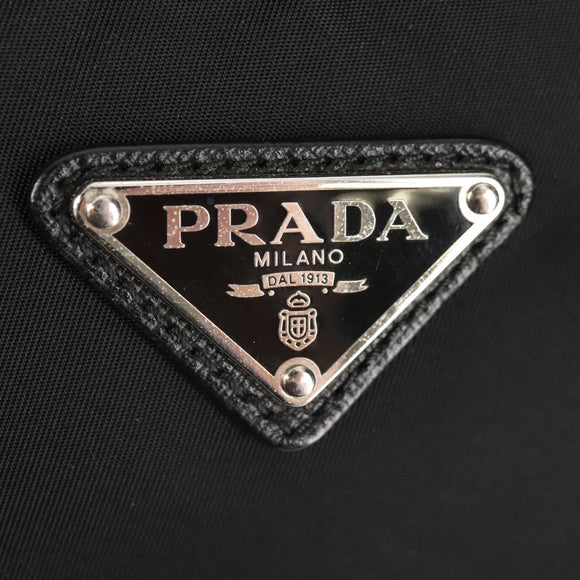 PRADA Tote Bag Nylon 2way Black Silver Auth am9967