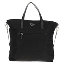 PRADA Tote Bag Nylon 2way Black Silver Auth am9967-13