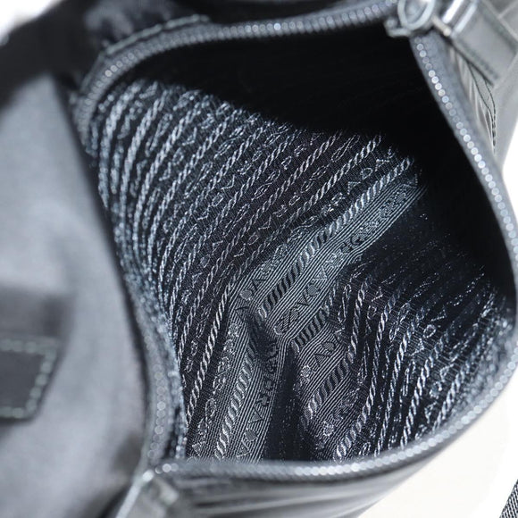 PRADA Tote Bag Nylon 2way Black Silver Auth am9967