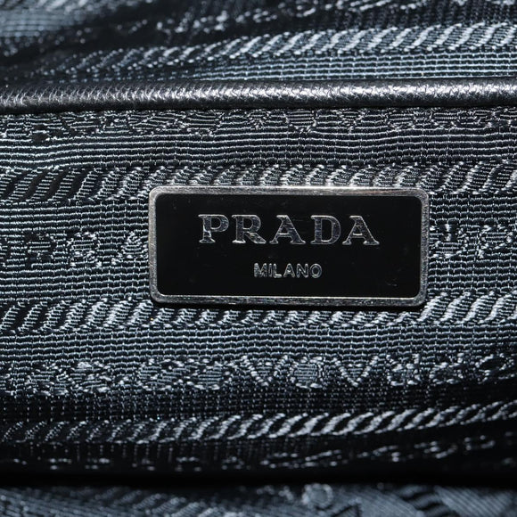 PRADA Tote Bag Nylon 2way Black Silver Auth am9967