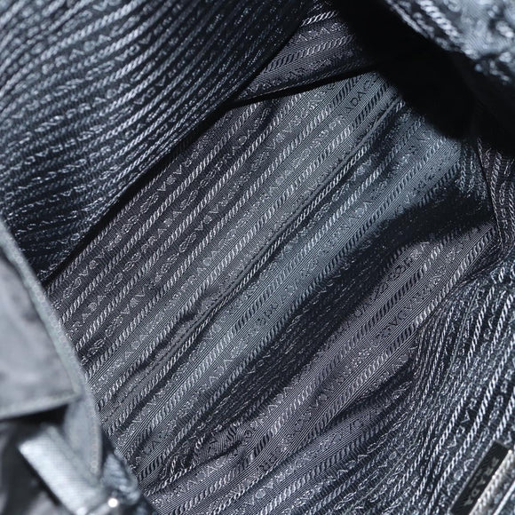 PRADA Tote Bag Nylon 2way Black Silver Auth am9967