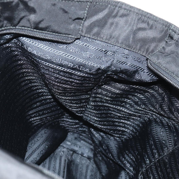 PRADA Tote Bag Nylon 2way Black Silver Auth am9967