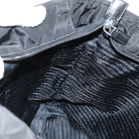 PRADA Tote Bag Nylon 2way Black Silver Auth am9967