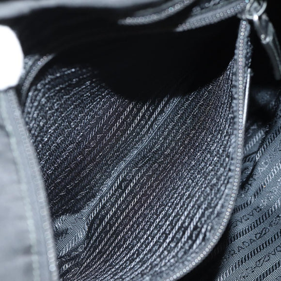 PRADA Tote Bag Nylon 2way Black Silver Auth am9967