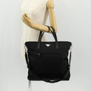 PRADA Tote Bag Nylon 2way Black Silver Auth am9967-29