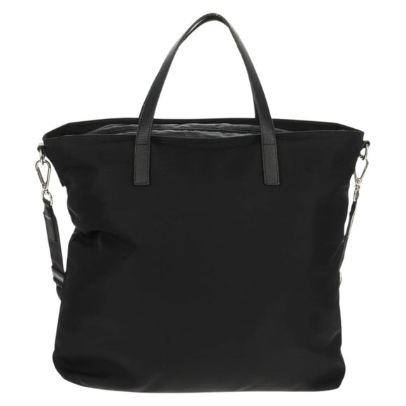 PRADA Tote Bag Nylon 2way Black Silver Auth am9967