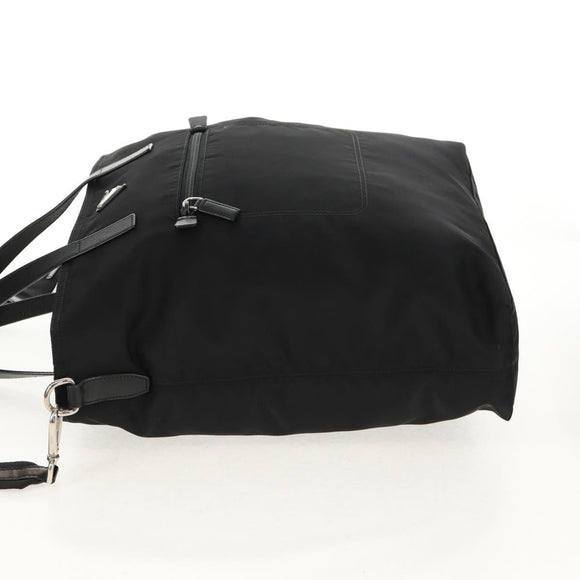 PRADA Tote Bag Nylon 2way Black Silver Auth am9967