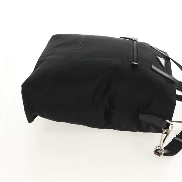 PRADA Tote Bag Nylon 2way Black Silver Auth am9967