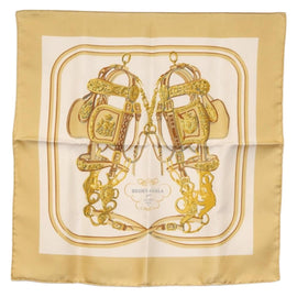 HERMES Carre 40 Scarf ""BRIDES de GALA"" Silk Beige Auth am9968