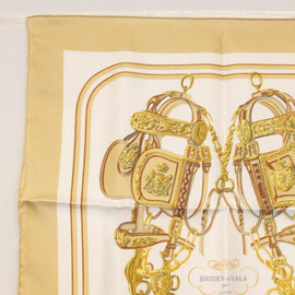 HERMES Carre 40 Scarf ""BRIDES de GALA"" Silk Beige Auth am9968 - 0