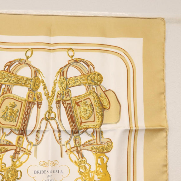 HERMES Carre 40 Scarf ""BRIDES de GALA"" Silk Beige Auth am9968
