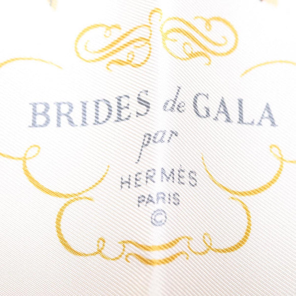 HERMES Carre 40 Scarf ""BRIDES de GALA"" Silk Beige Auth am9968