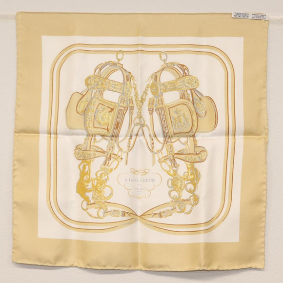 HERMES Carre 40 Scarf ""BRIDES de GALA"" Silk Beige Auth am9968
