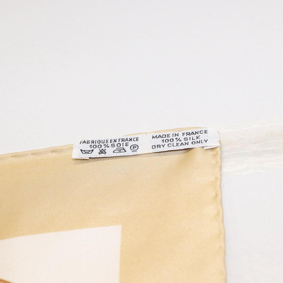 HERMES Carre 40 Scarf ""BRIDES de GALA"" Silk Beige Auth am9968