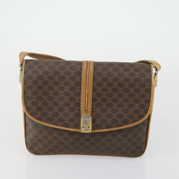 CARTIER Celine Macadam Canvas Bag Leather 2 Set Brown Bordeaux Auth am9969