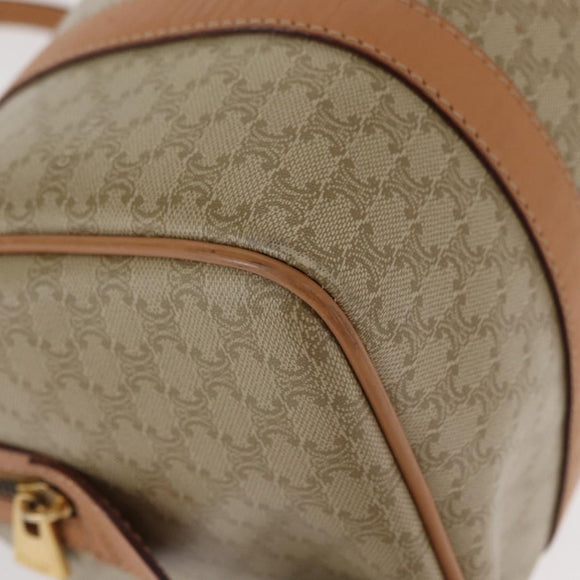 CELINE Macadam Canvas Mini Boston Bag PVC Beige Gold Auth am9971V