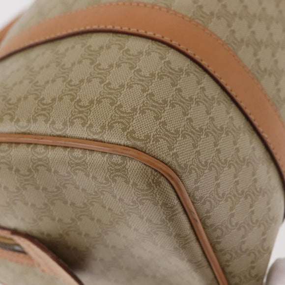 CELINE Macadam Canvas Mini Boston Bag PVC Beige Gold Auth am9971V