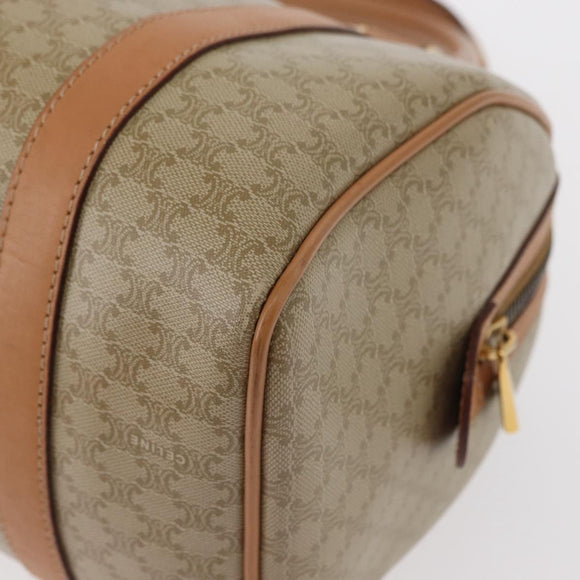 CELINE Macadam Canvas Mini Boston Bag PVC Beige Gold Auth am9971V