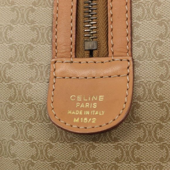 CELINE Macadam Canvas Mini Boston Bag PVC Beige Gold Auth am9971V