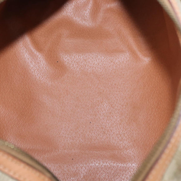 CELINE Macadam Canvas Mini Boston Bag PVC Beige Gold Auth am9971V