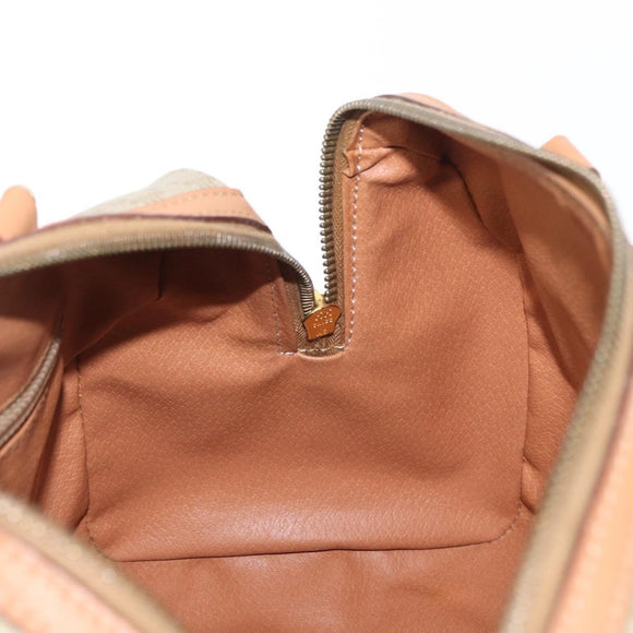 CELINE Macadam Canvas Mini Boston Bag PVC Beige Gold Auth am9971V