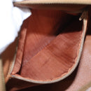 CELINE Macadam Canvas Mini Boston Bag PVC Beige Gold Auth am9971V-11