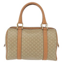 CELINE Macadam Canvas Mini Boston Bag PVC Beige Gold Auth am9971V-2