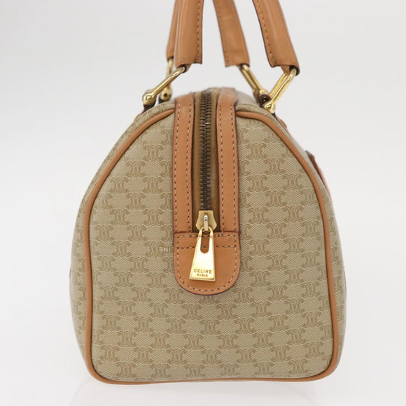 CELINE Macadam Canvas Mini Boston Bag PVC Beige Gold Auth am9971V
