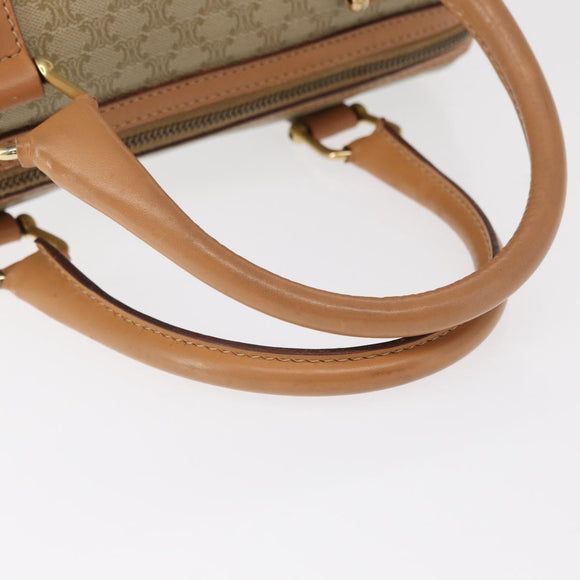 CELINE Macadam Canvas Mini Boston Bag PVC Beige Gold Auth am9971V